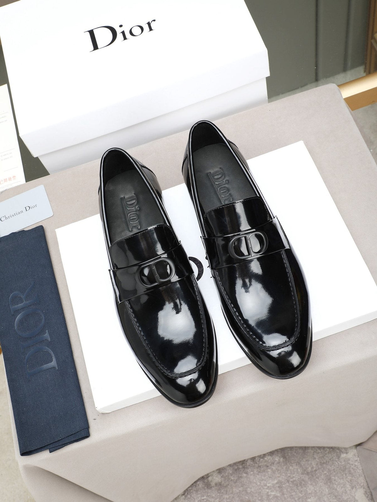 Dior Black Patent Leather Loafers — front