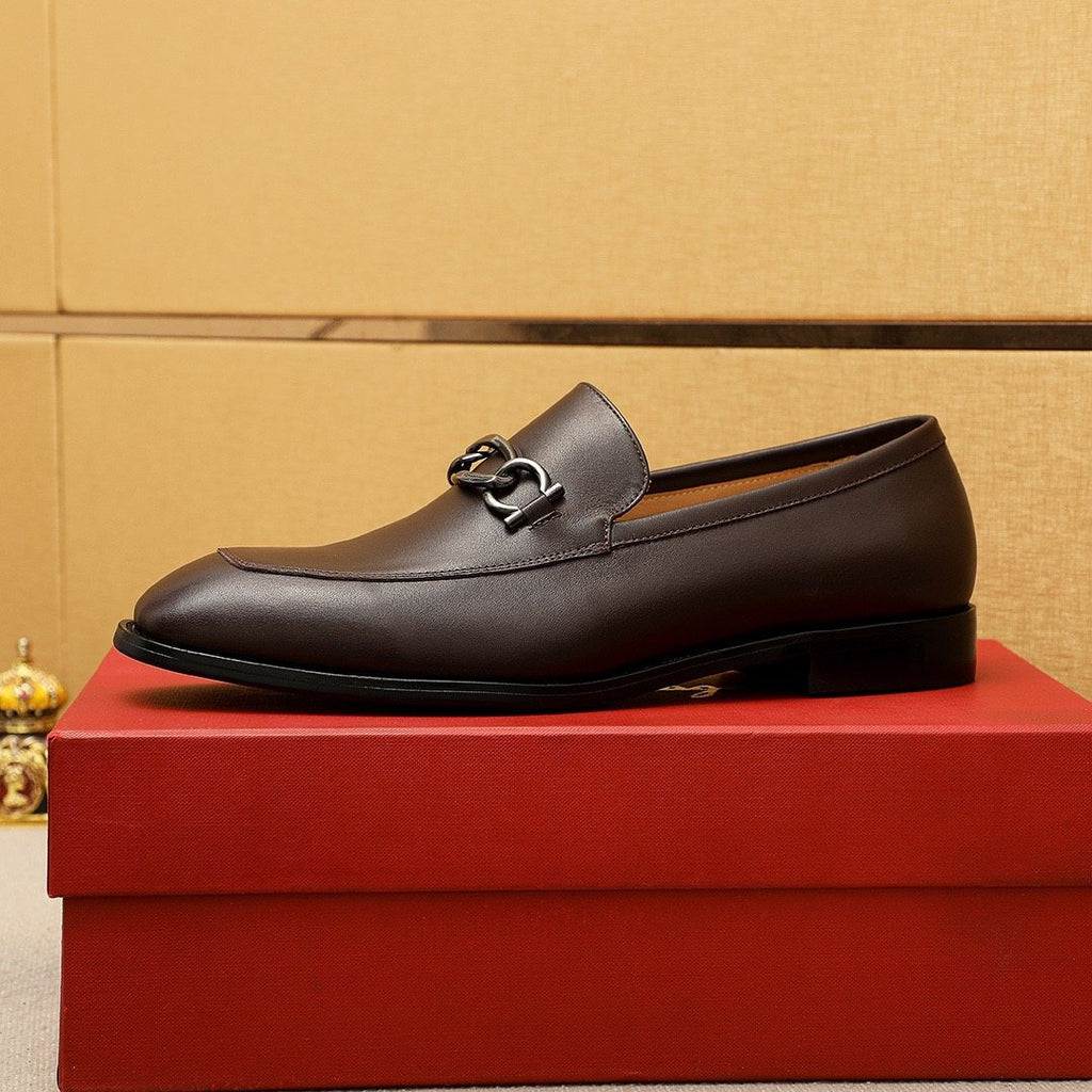 Ferragamo Dark Brown Bit Loafers — side