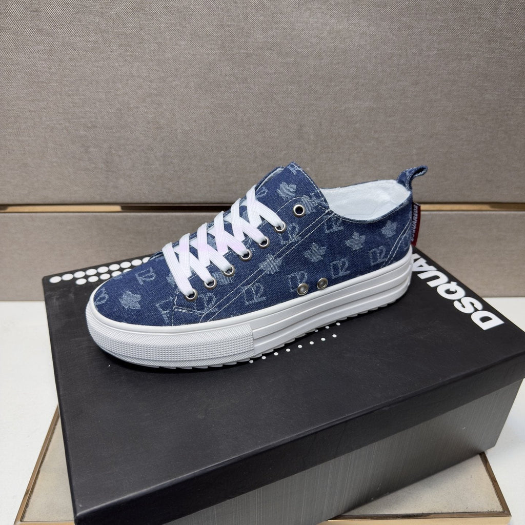 Dsquared2 Navy Blue Patterned Sneakers — side