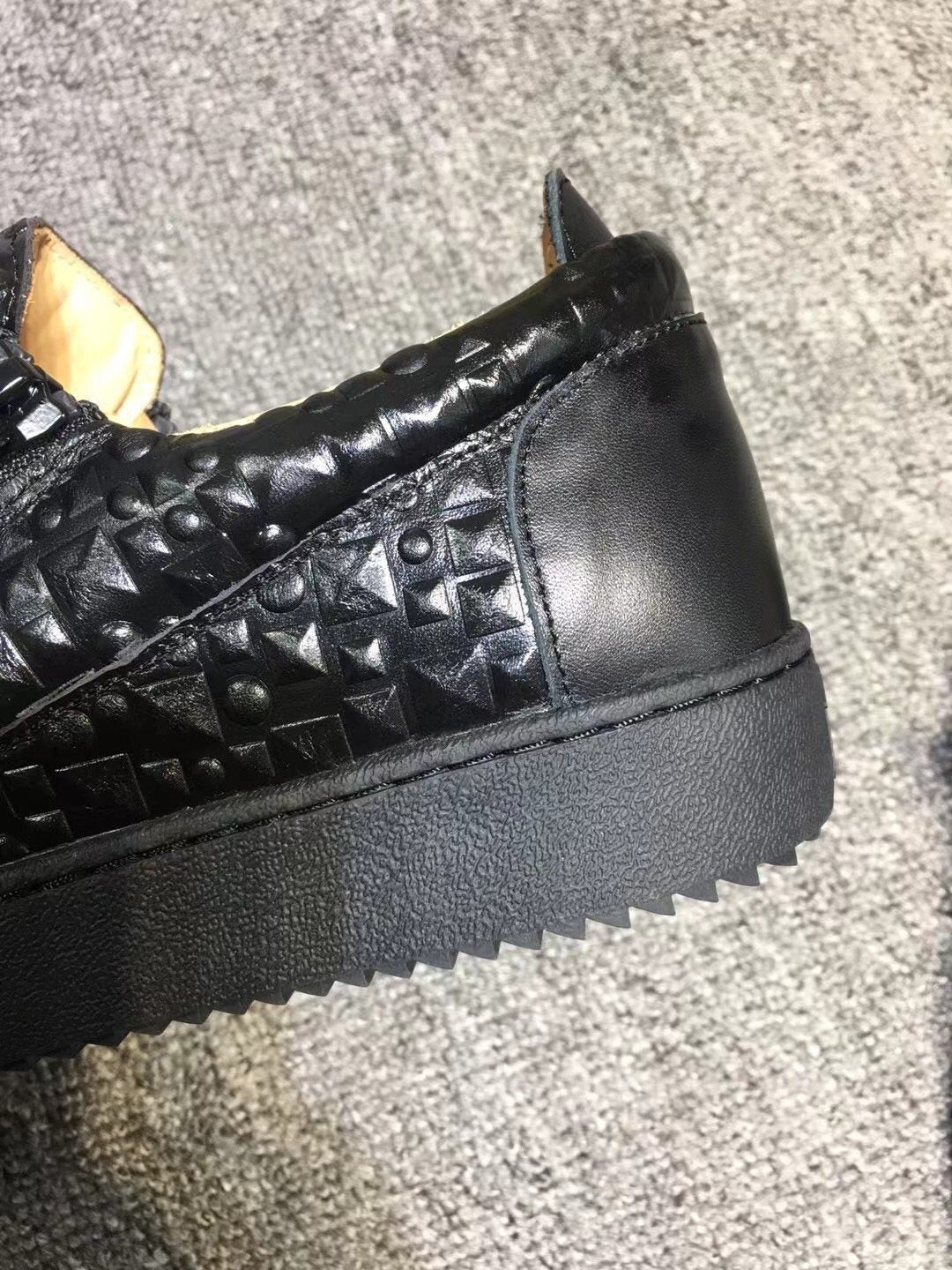 Giuseppe Zanotti Black Perforated Low-Top Sneakers — detail