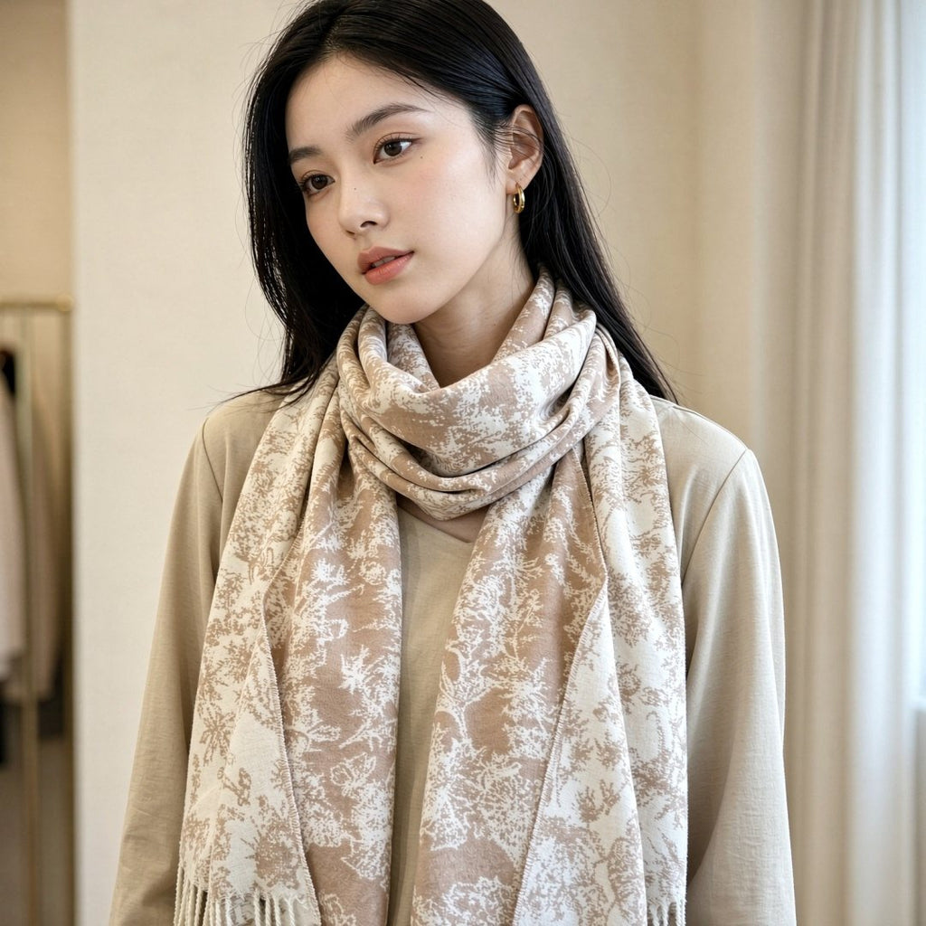 Dior Botanical Fringed Scarf — model
