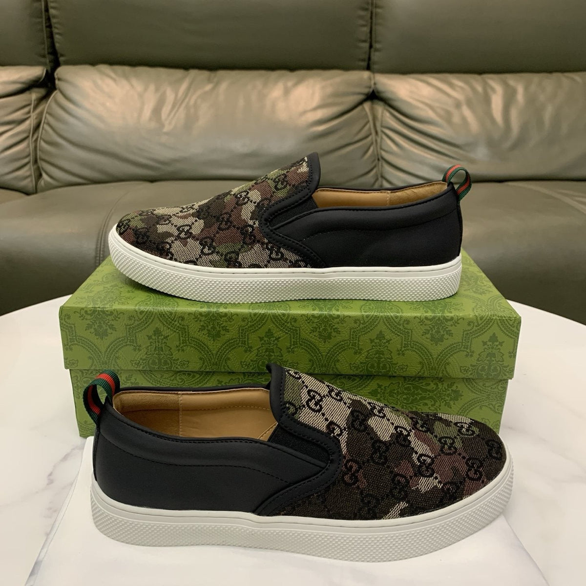 Gucci Patterned Slip-On Sneakers — side