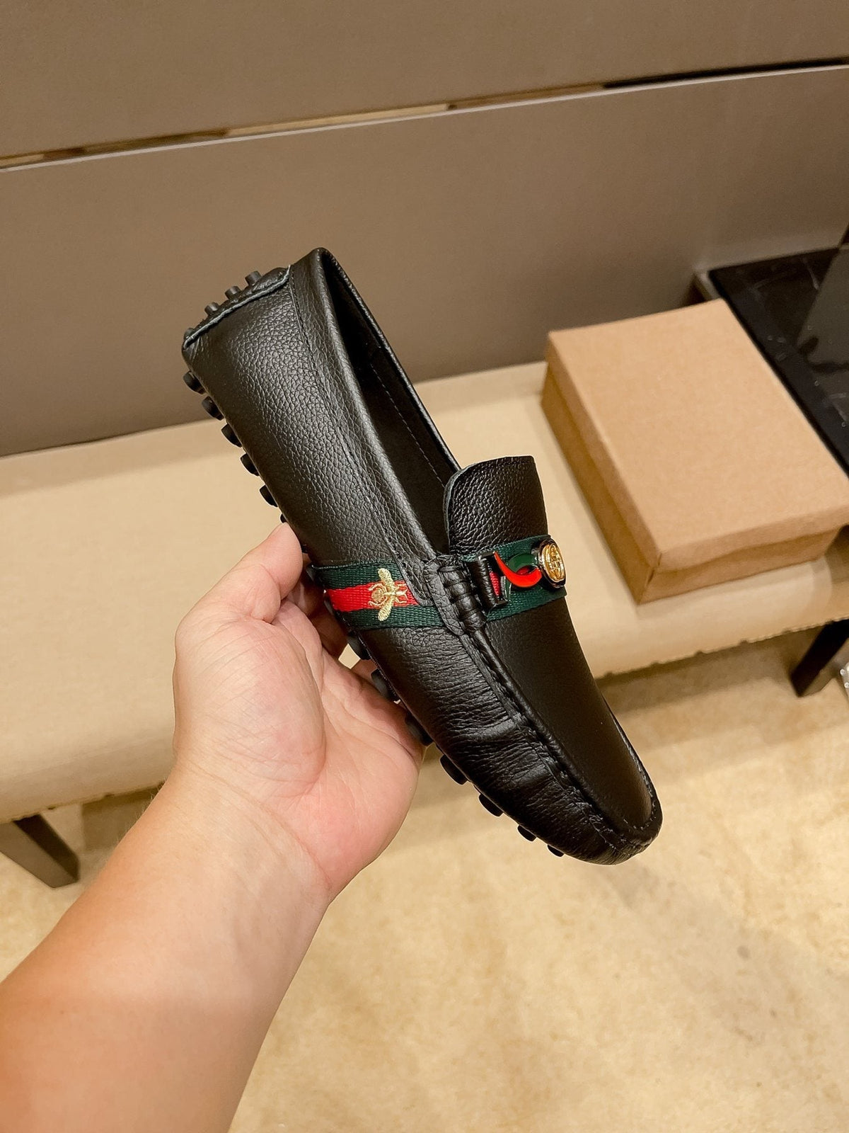 Gucci Web Accent Driving Loafers — side