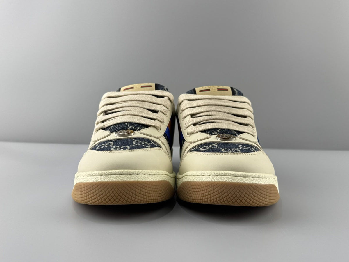 Gucci Cream Stripe Low-Top Sneakers — front
