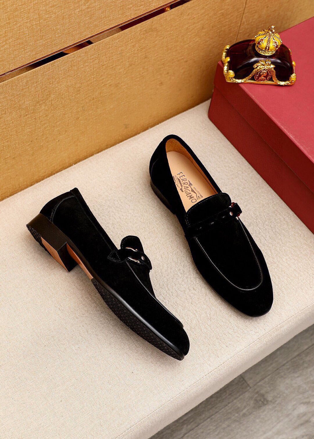 Ferragamo Metal-Accent Loafers — front