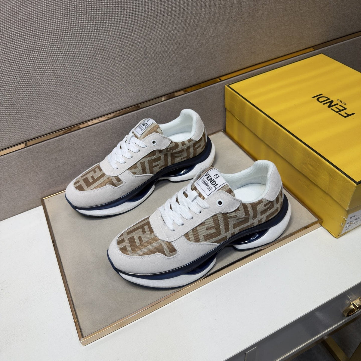 Fendi Monogram Panel Low-Top Sneakers — front