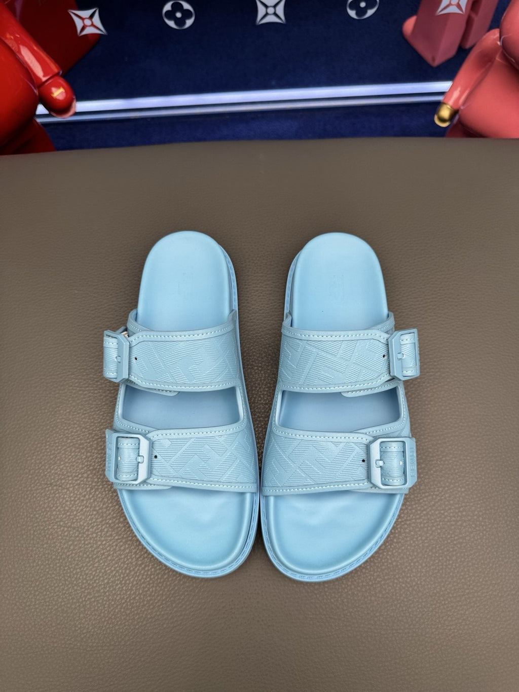 Fendi Two-Buckle Slide Sandals — front