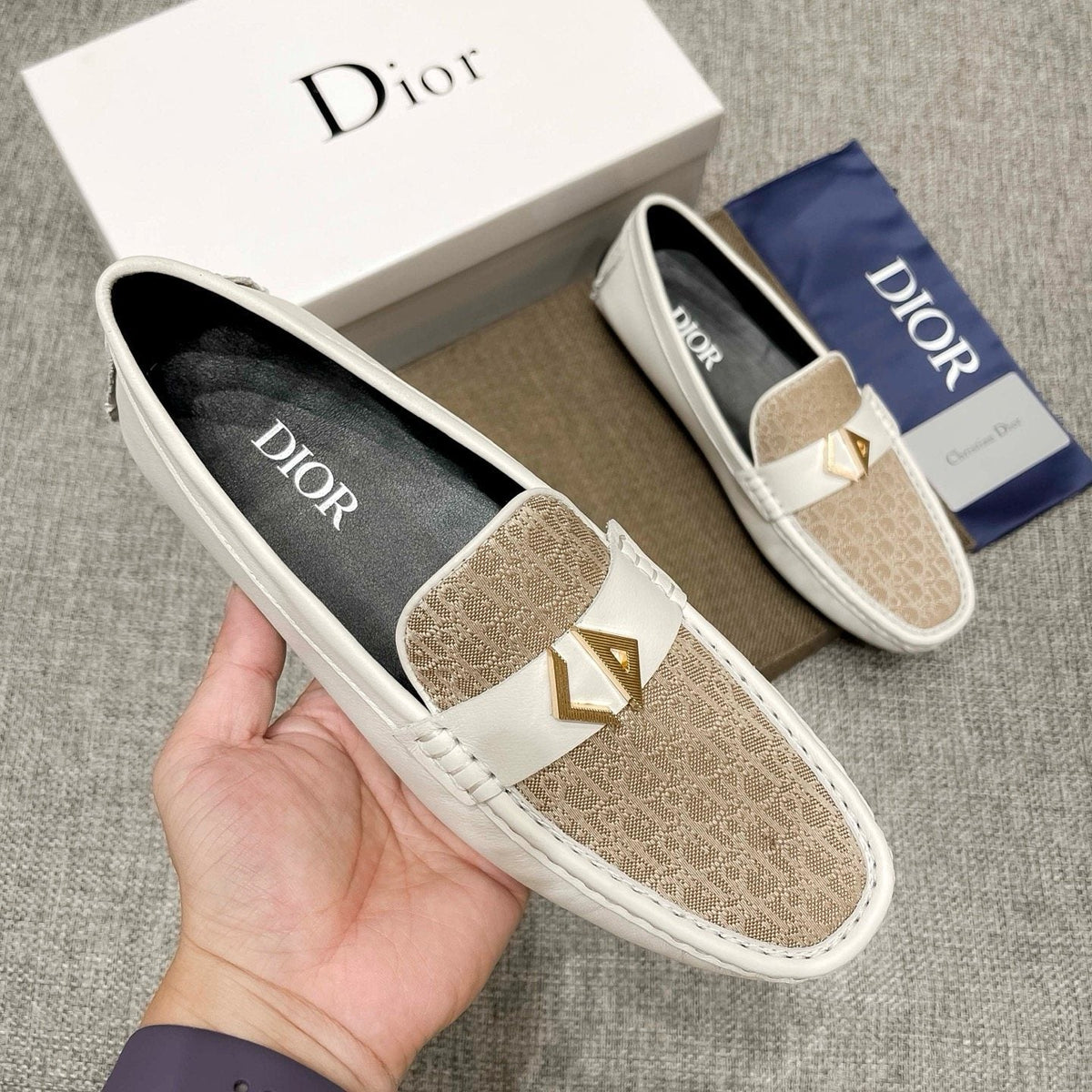 Dior Monogram Hardware Loafers — detail