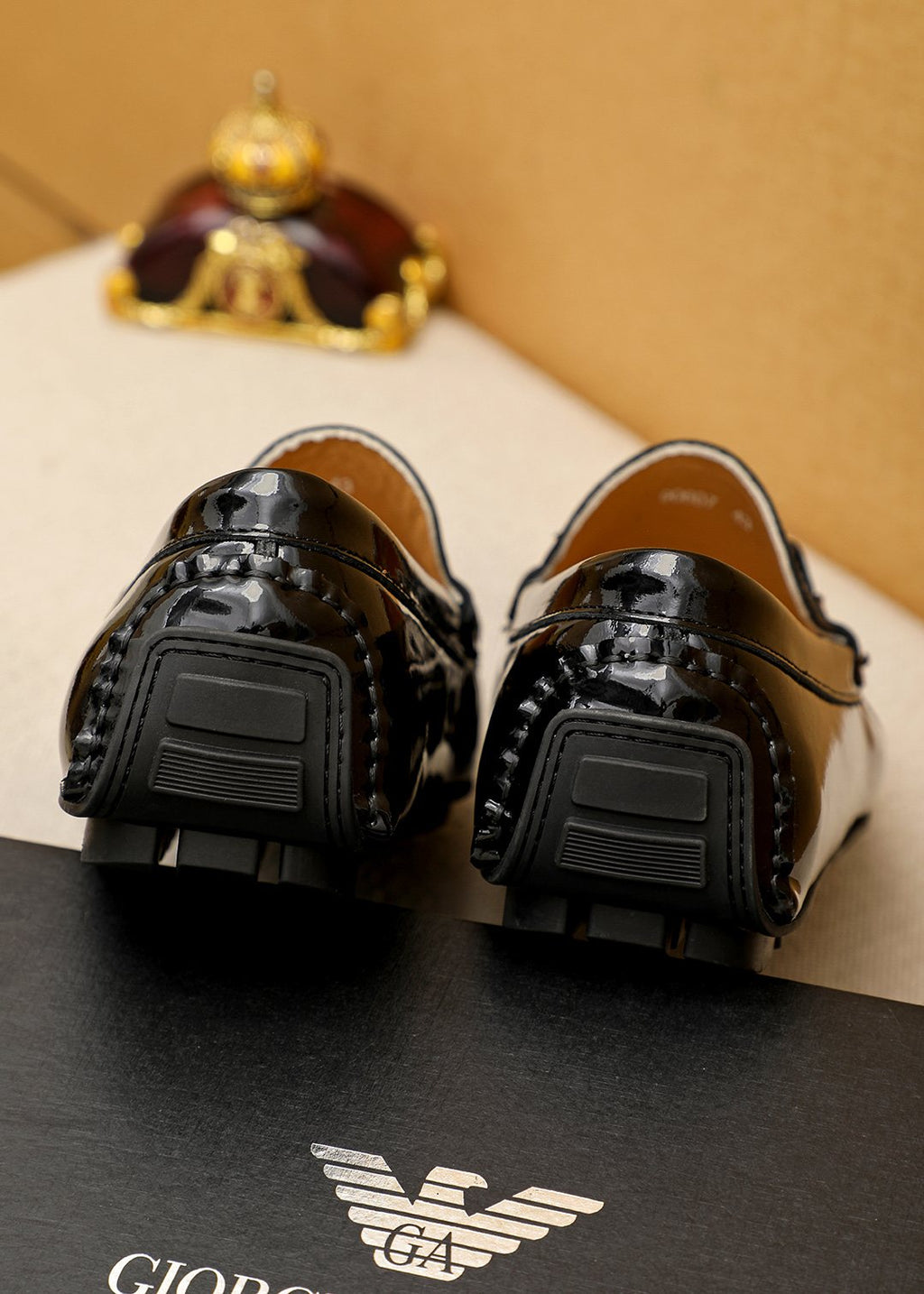Black Leather Driving Loafers — detail