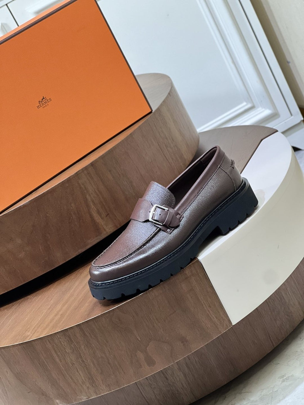 Hermès Men's Metal-Bar Lug Sole Loafers — back